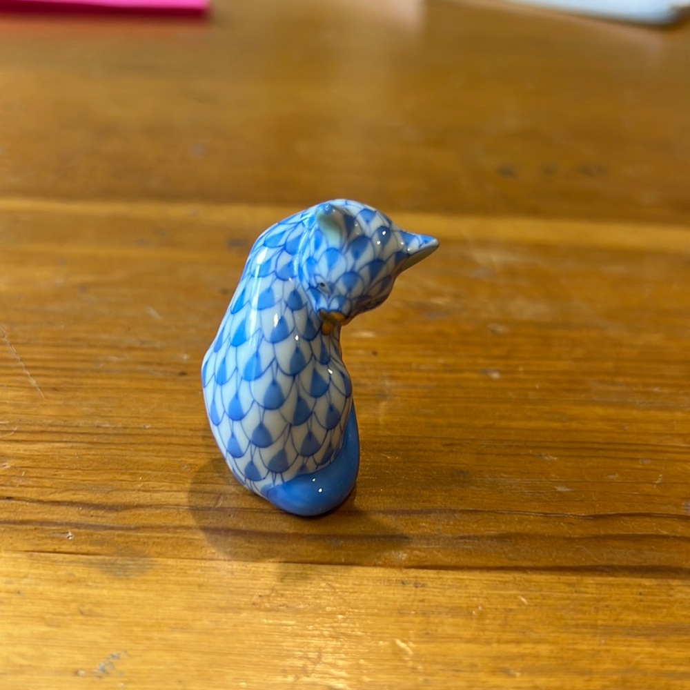 Herend Miniature Cat Blue